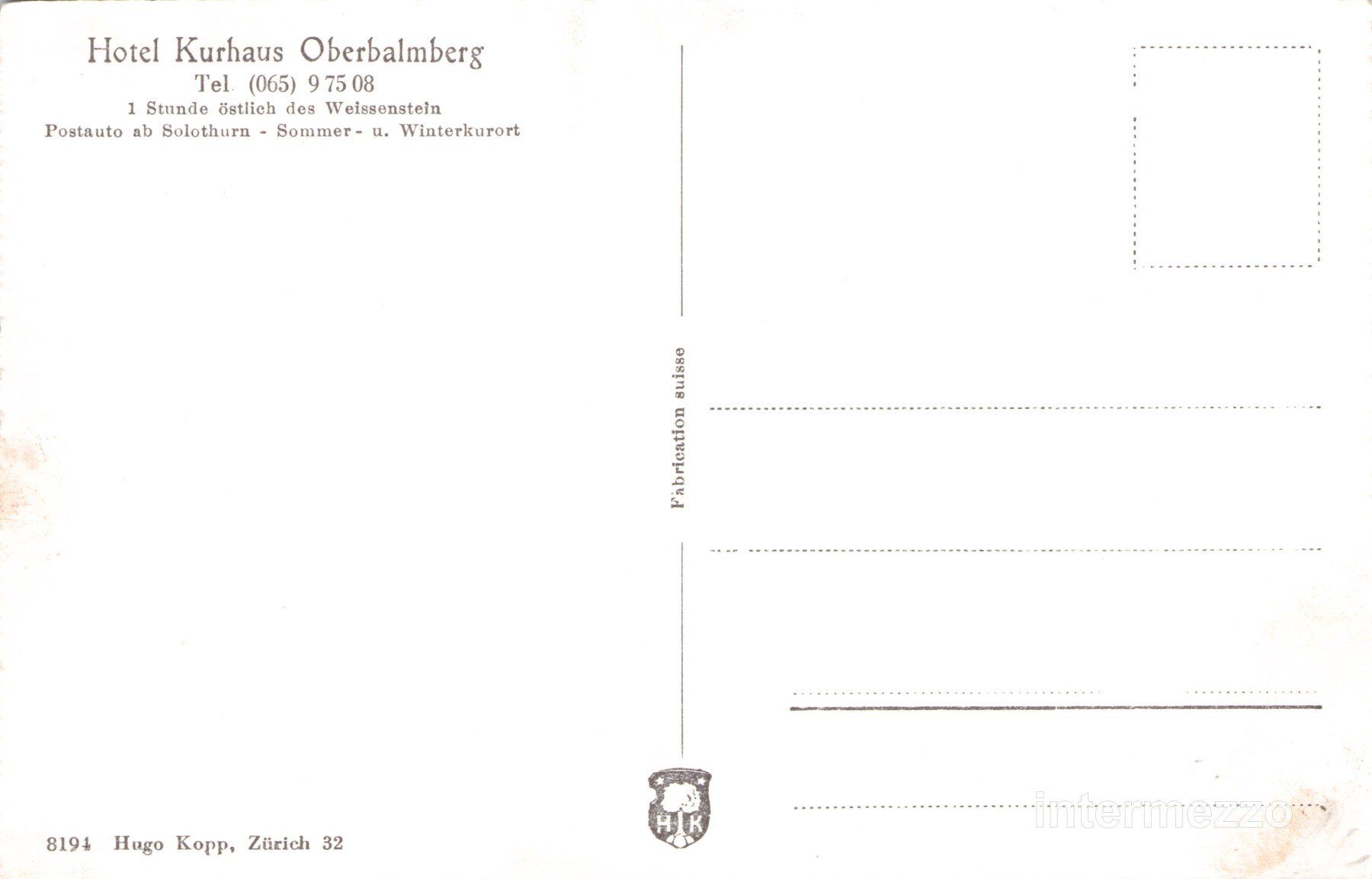 Cartoline postali: Oberbalmberg SO // Hotel Kurhaus – Usato da Basel venduto da intermezzo12 1