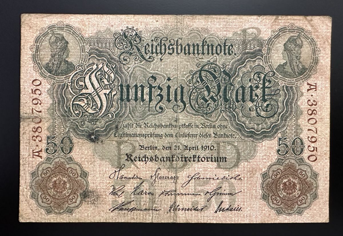 Banconote: Reichsbanknote 1910 Fünfzig Mark – Usato da Watt venduto da Coins13