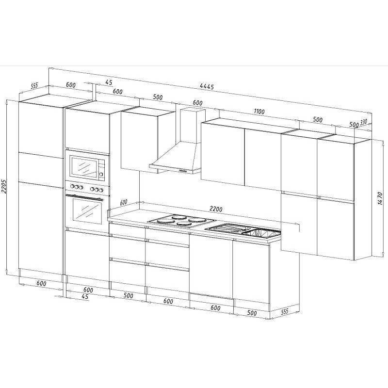 Komplettküchen: 367 Küchenzeile Küchenblock 445cm E/SO/W - Küche Einbauküche – Neu und originalverpackt aus Wallenwil von toesstalvertrieb 7