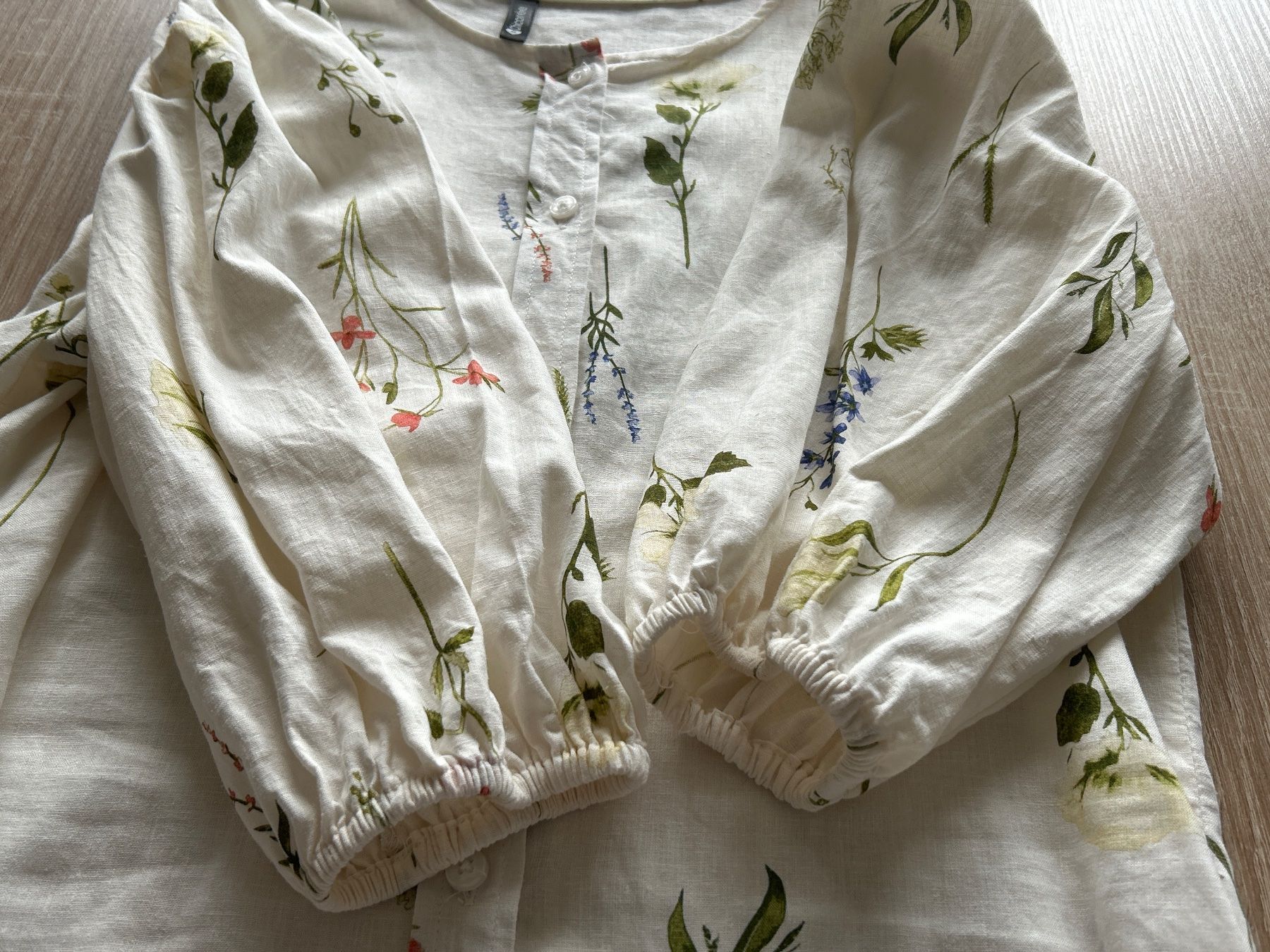 Blusen: 3/4 Arm Bluse hellbeige mit Muster mit Leinen Gr. M – Neu (gemäss Beschreibung) aus Brunnen von Nala2929 5