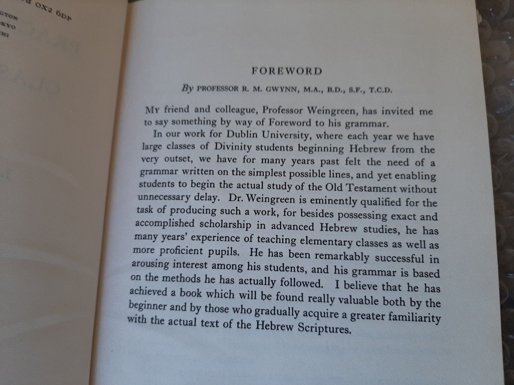 Libri: A Practical Grammar for Classical Hebrew J. Weingreen 1979HC – Usato da Genève venduto da Cockattoo 5