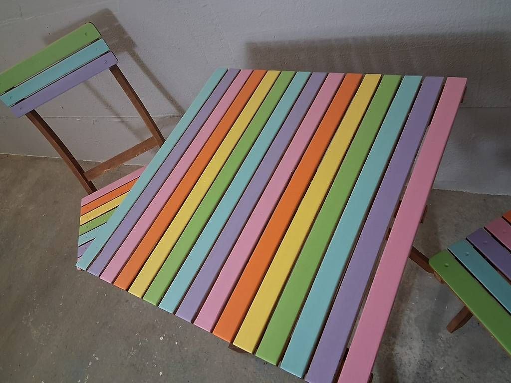 Set di tavolo e panche: Sitzplatz Trio - Gartentisch mit Stühlen - Upcyclet – Usato da Worb venduto da BeNa_vr79 1