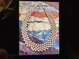 Vintage Perlen Collier Halskette Goldoptik – elegant! 