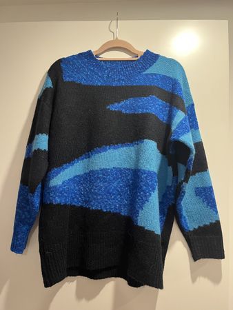 Topshop Blau-Schwarzer Pullover, Grösse M