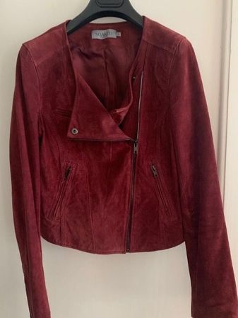 Soaked in Luxury Wildlederjacke Bikerstil Bordeauxrot S