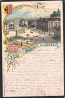 ^Lithografie Souvenir de Geneve , gel. 1900