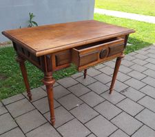 Antik Biedermeier Tisch Esstisch Schreibtisch Nussbaum 19Jh 