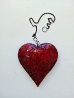 Deko- Herz Vintage-Stil /Mosaik Glas-Anhänger Handarbeit Rot