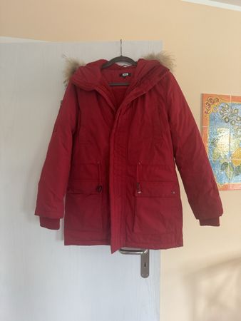 Bik Bok Parka Rot mit Kunstpelz Kragen Grösse XS