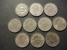 10 x 50 Rp 1920-51-52-60-2-3-3-4-5-6 Superbes pièces