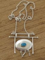 Modernist Silber-Kette 925 Türkis / Geometrisches Design