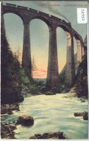 Albulabahn - Landwasser-Viadukt mit Zug - Litho