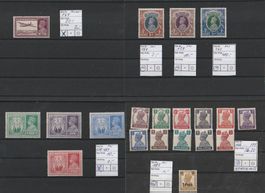 4 Steckkarten mit indischen Marken**, 1937-1946, Kat. 109 Fr