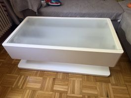 Couchtisch weiss mit Glasplatte rechteckig guter Zustand