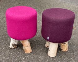 Sitz Hocker Stuhl Birkenstamm-Beine, 2er Set, 2 Farben