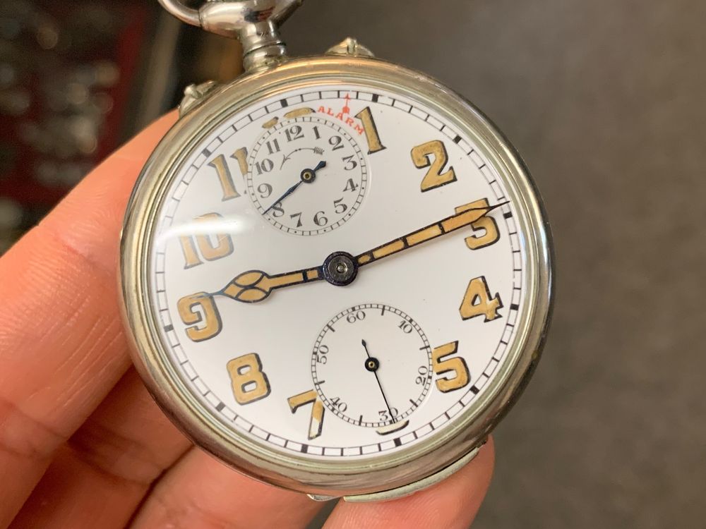 Montre De Poche Antique J.E. Caldwell Suisse - 8 Jours Alarme - Bronze - Occasion