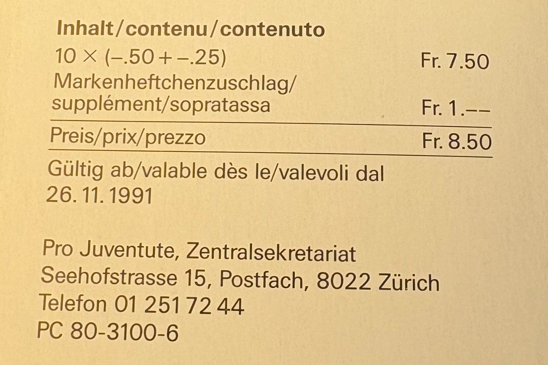 Tutti i francobolli: PRO JUVENTUTE 1991 – Usato da Ostermundigen venduto da Heavenmaus75 2