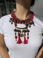 Necklace with Tassels & Pom Poms