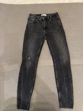 Zara Jeans - Dark Grey Wash, Distressed, Size EUR38/USA4