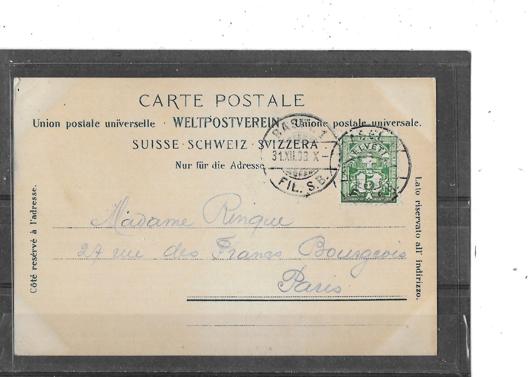 Cartoline postali: NW Stans 1903 – Usato da Schocherswil venduto da Wilare 1