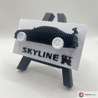 Layered Skyline R34 3D Printed Sculpture White Wheels