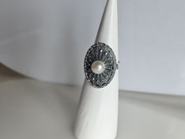 Silberring mit Perle Grösse 56