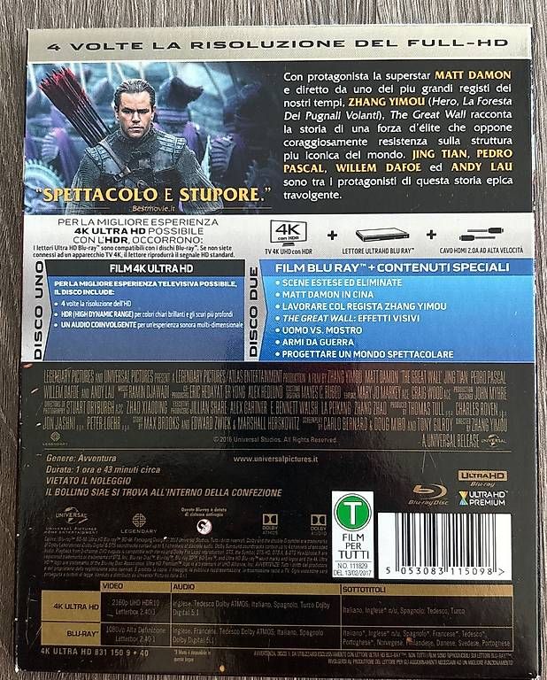 Alle DVDs: The Great Wall 4K UHD Bluray  – Gebraucht aus Winterthur von Geilotime 1