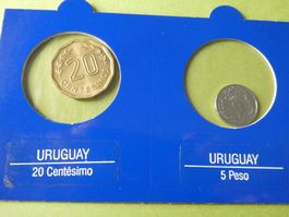 Uruguay, Set 2 alte unzirkulierte Münzen