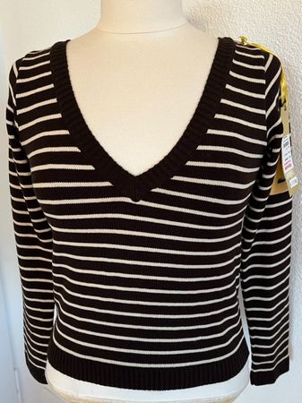 NEXOS Strickpullover, 50% Wolle, Gr. S, Braun/Beige, NEU