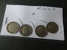 Schweiz 1919--1922, 4 alte 10-Räppler