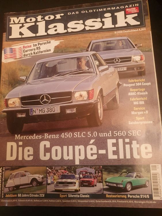 Motor Klassik 8/08 Peugeot 504 Coupé 2CV 560 SEC xa Kaufen auf