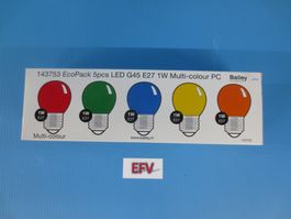LED SET farbig 5er Pack E27 Fassung Party Licht Lichterkette