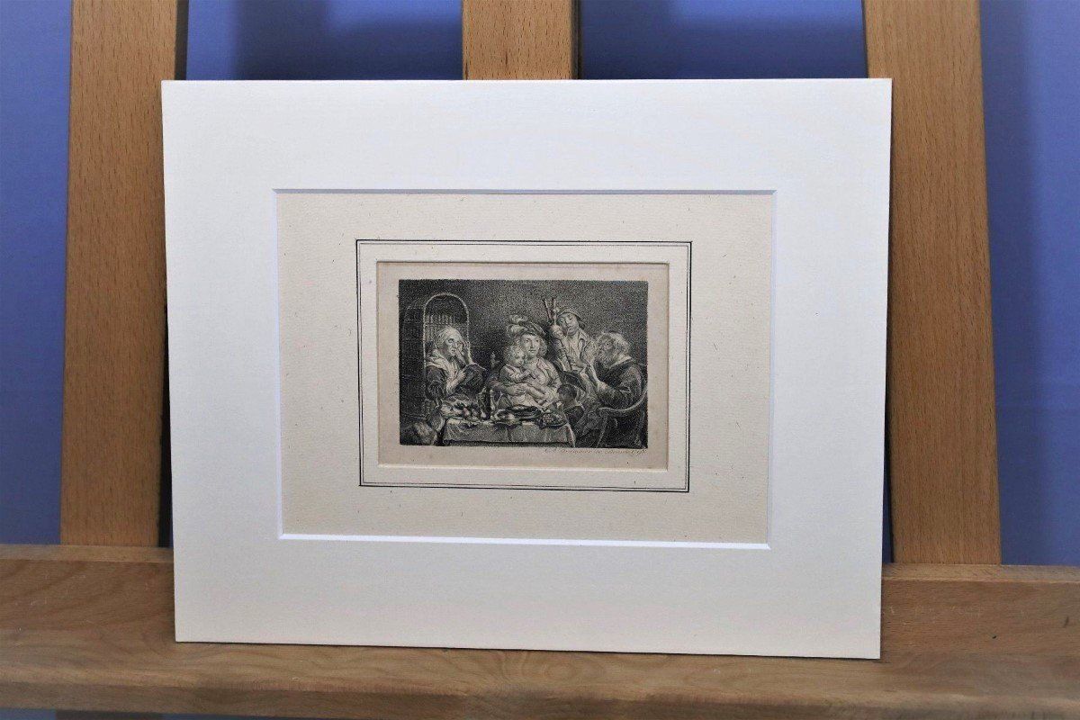 Gemälde: Carl August Brummer, Radierung, "Musizierstunde 1798" – Gebraucht aus Zug von Kunst-Fundgrube 5