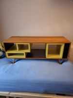 Sideboard Holz Gelb Braun mit Fachern Retro Design