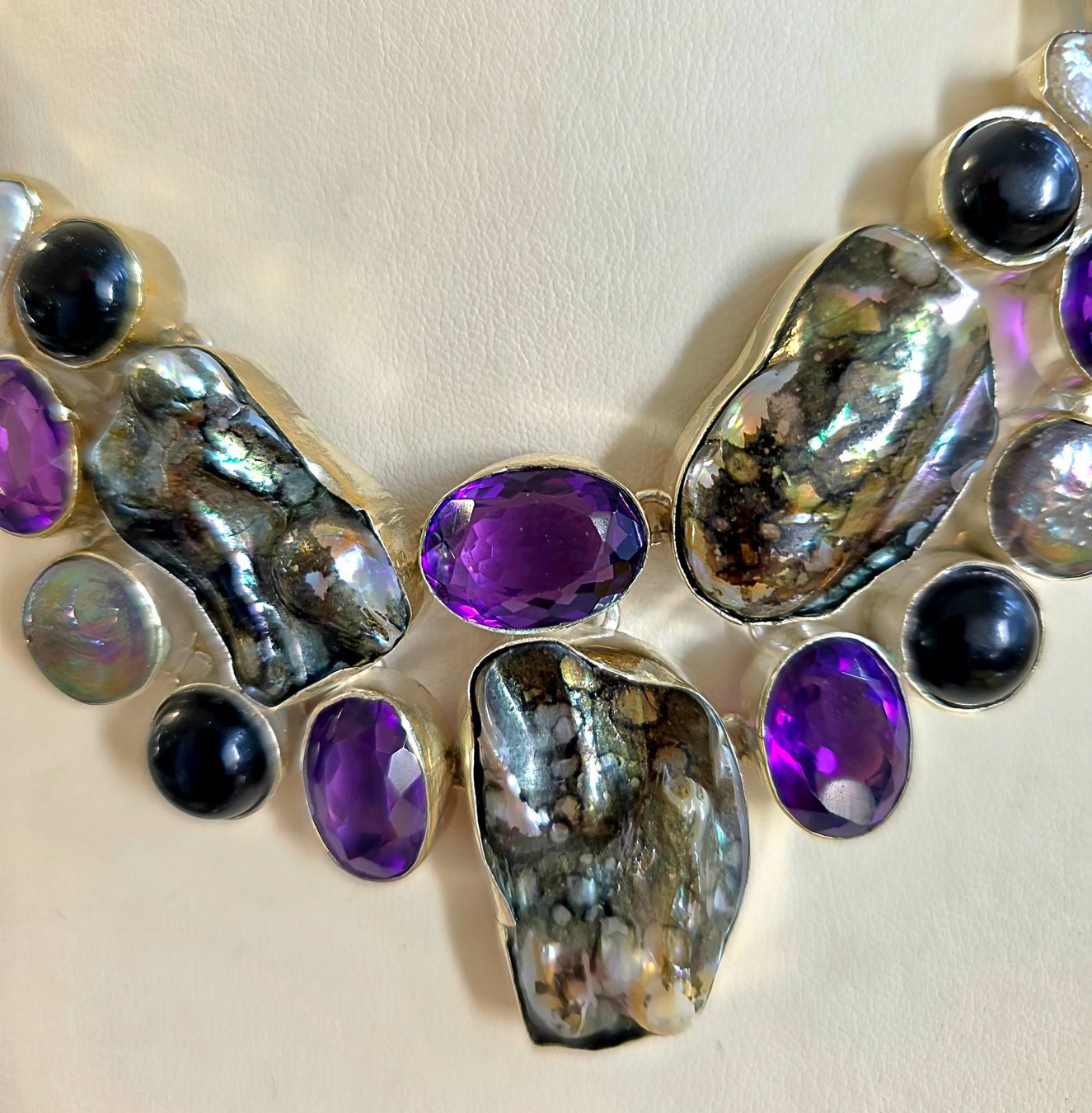 Catenine: Silber Collier Barockperlen und Edelsteine – Nuovo (secondo la descrizione) da Zürich venduto da Bieter04 2
