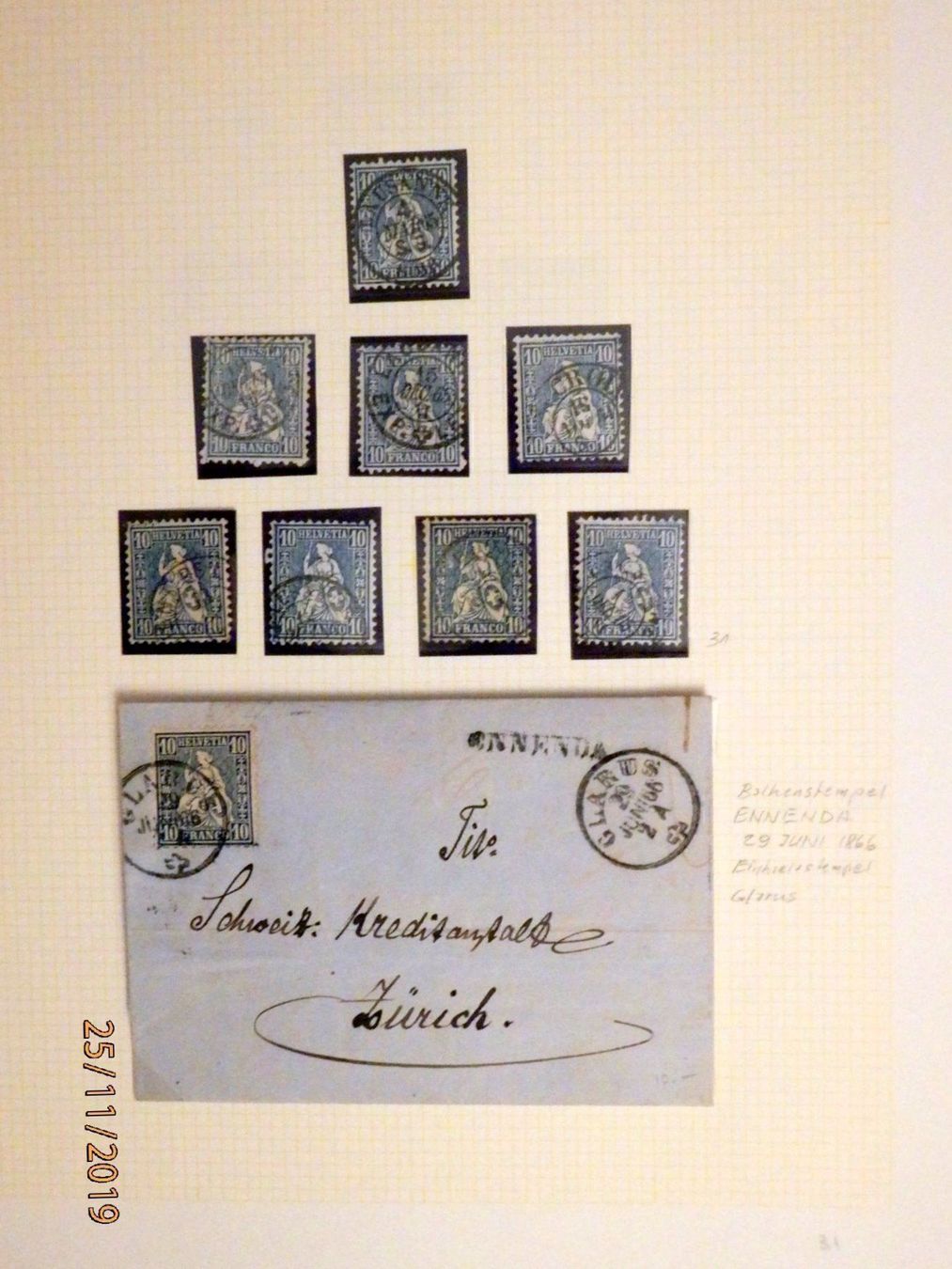 Alle Briefmarken: ZNr.31 schönes Lot mit div. Stempeln – Gebraucht aus Ueberstorf von dinbau