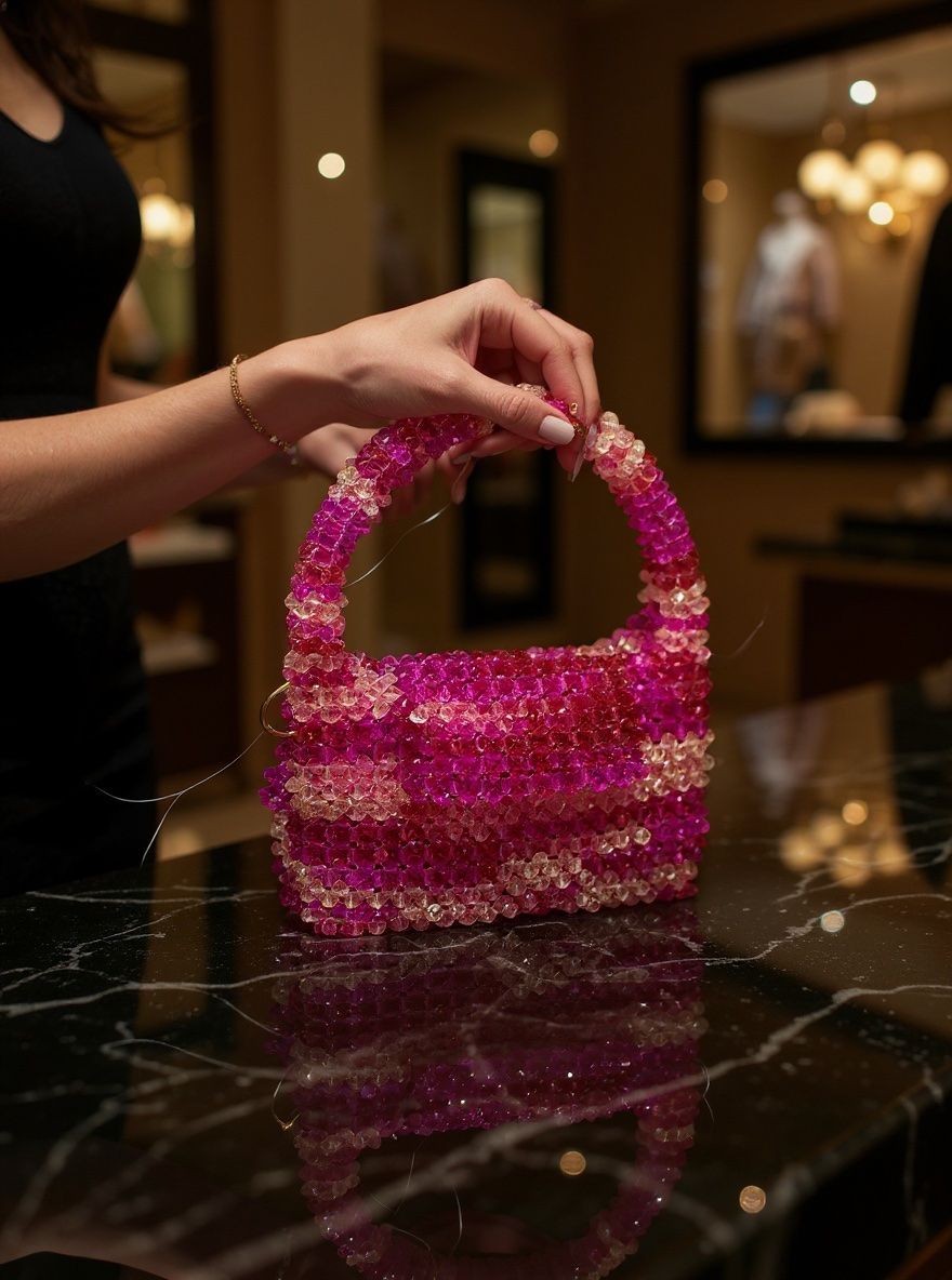 Borse da donna: Wunderschöne Handtasche aus glitzernden Kristallperlen – Nuovo e nell'imballaggio originale da canobbio venduto da barbarb