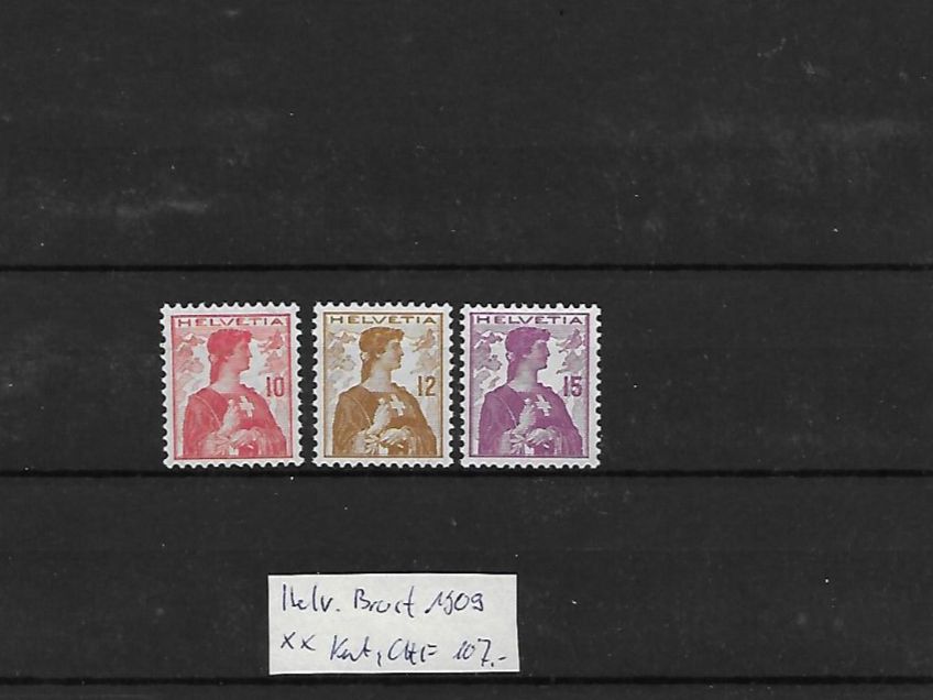 Tutti i francobolli: Helv. Brust 1909 ** Kat: CHF 107.- – Nuovo (secondo la descrizione) da Basel venduto da Ilp