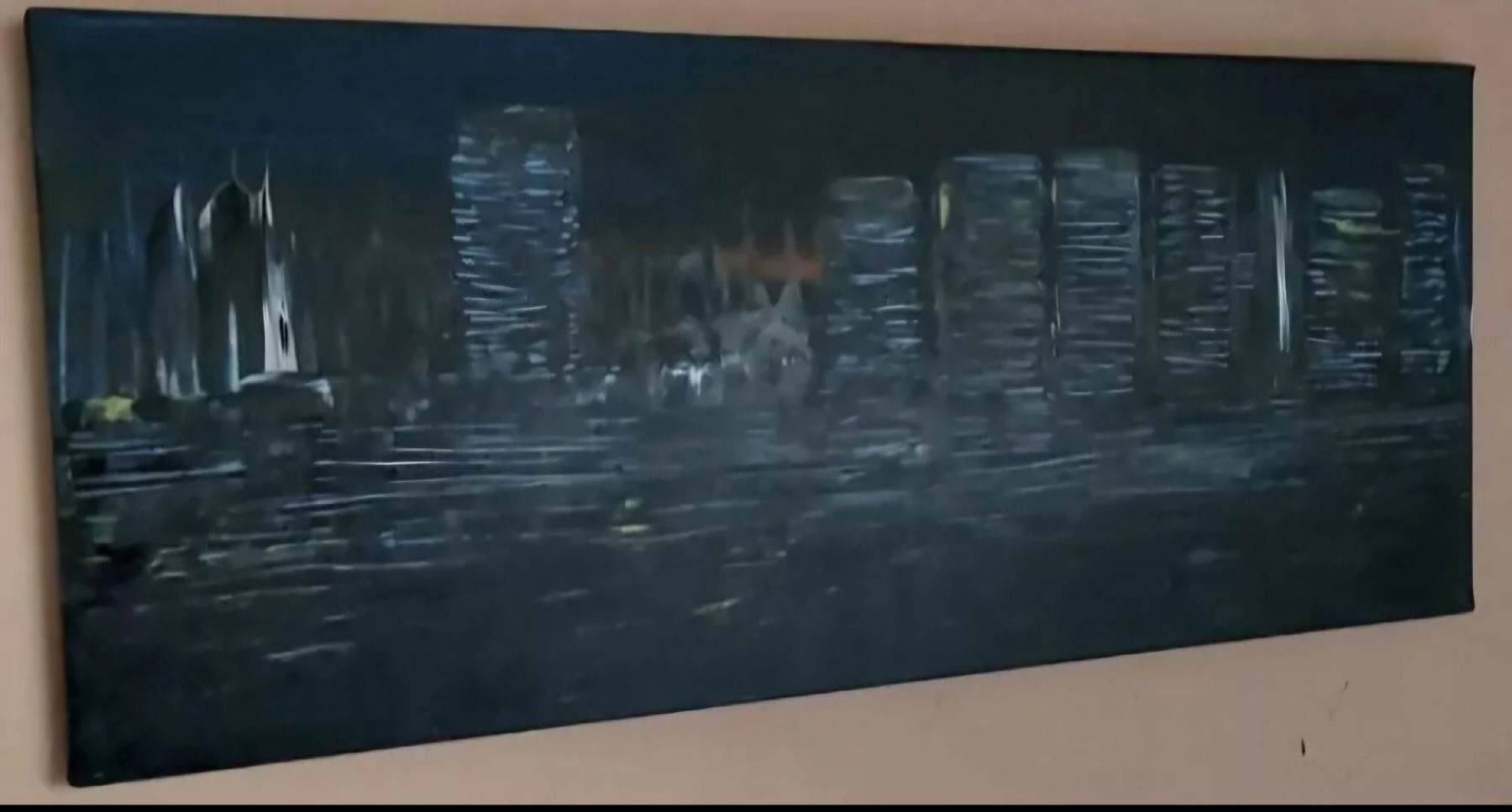 Dipinti: Gemälde Skyline 25x58 handmade – Nuovo (secondo la descrizione) da Riehen venduto da Steinbock1970 3