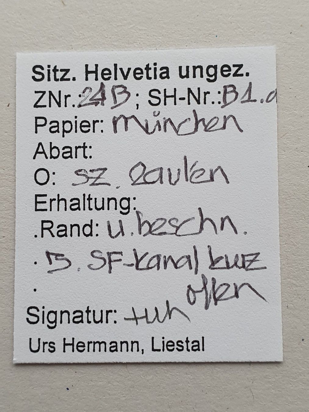 Tutti i francobolli: Strubel 24B Mit Befund Kat. 140.- – Usato da Balgach venduto da SIMEON27 2