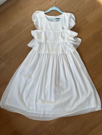 Mädchen Kleid weiss mit Volants Vogel Stickerei neuwertig