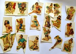 18 original Abziehbilder Pinups 1950er-Jahre