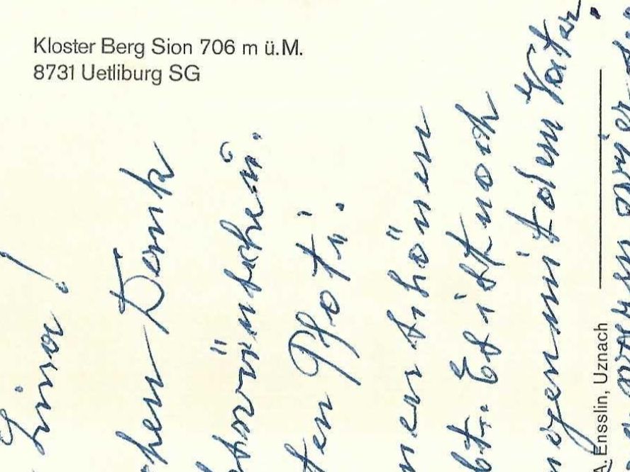 Cartoline postali: Uetliburg SG, Kloster Berg Sion – Usato da Thun venduto da 44wart 1