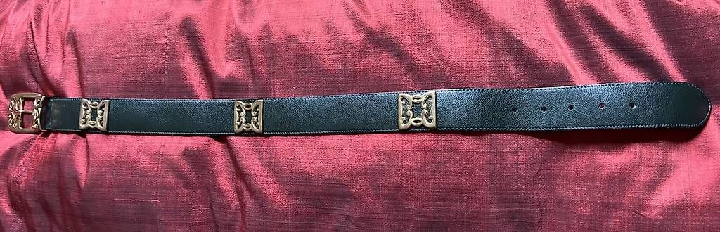 Gürtel: Green leather belt with gold buckle – Gebraucht aus Genève von mar_f82s 1