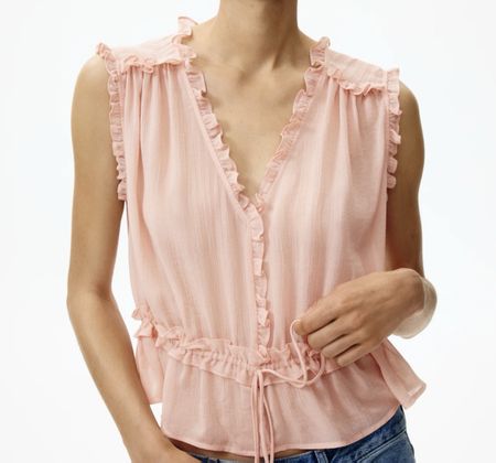 Bluse ärmellos rosa mit Rüschen Grösse XS neuwertig