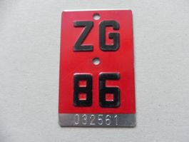 Velonummer Rad Velo Nummer ZG 86 Zug 1986 Geschenk