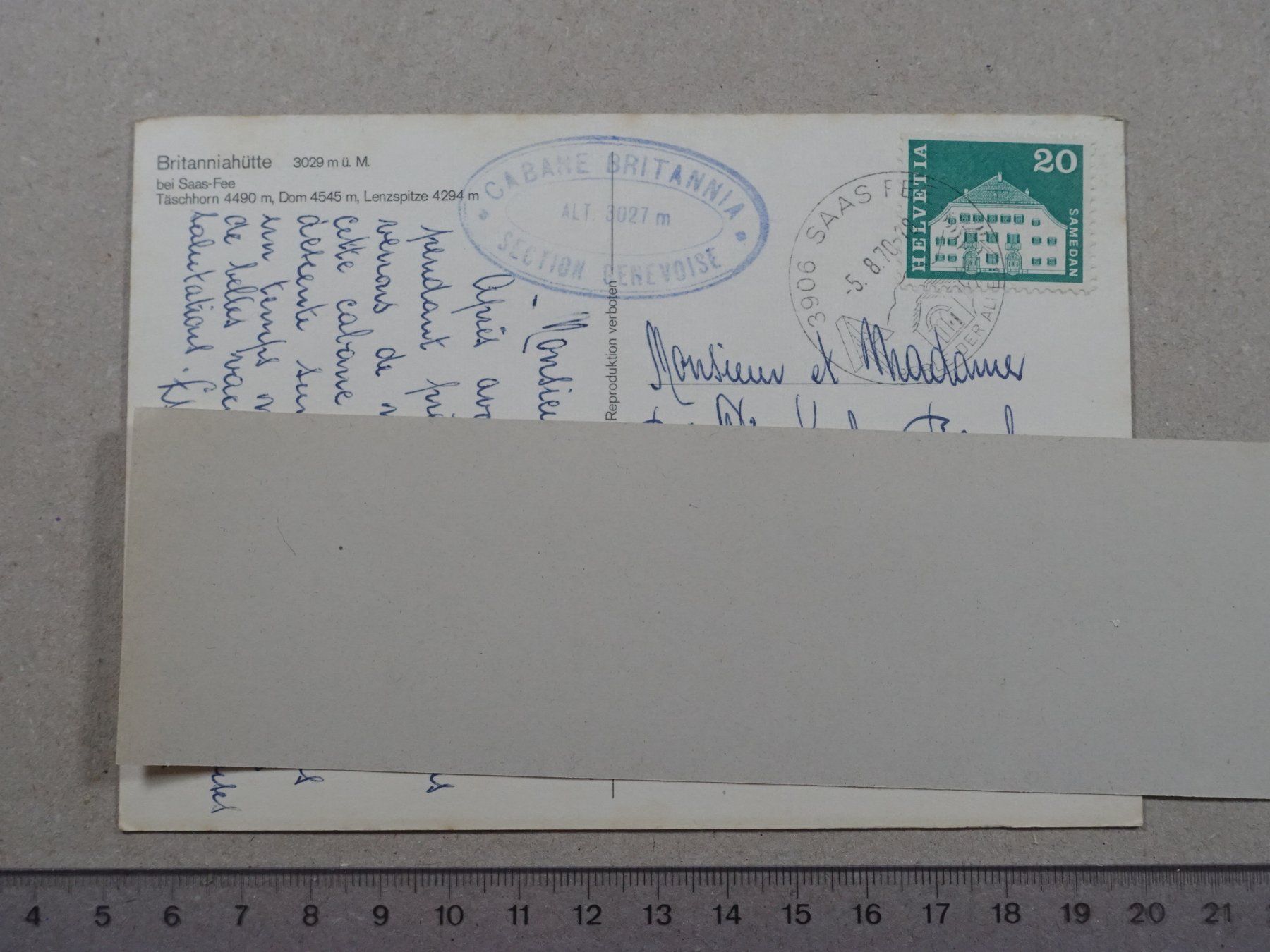 Ansichtskarten: Britanniahütte bei Saas-Fee, 1970 – Gebraucht aus Lenzburg von fh1 1