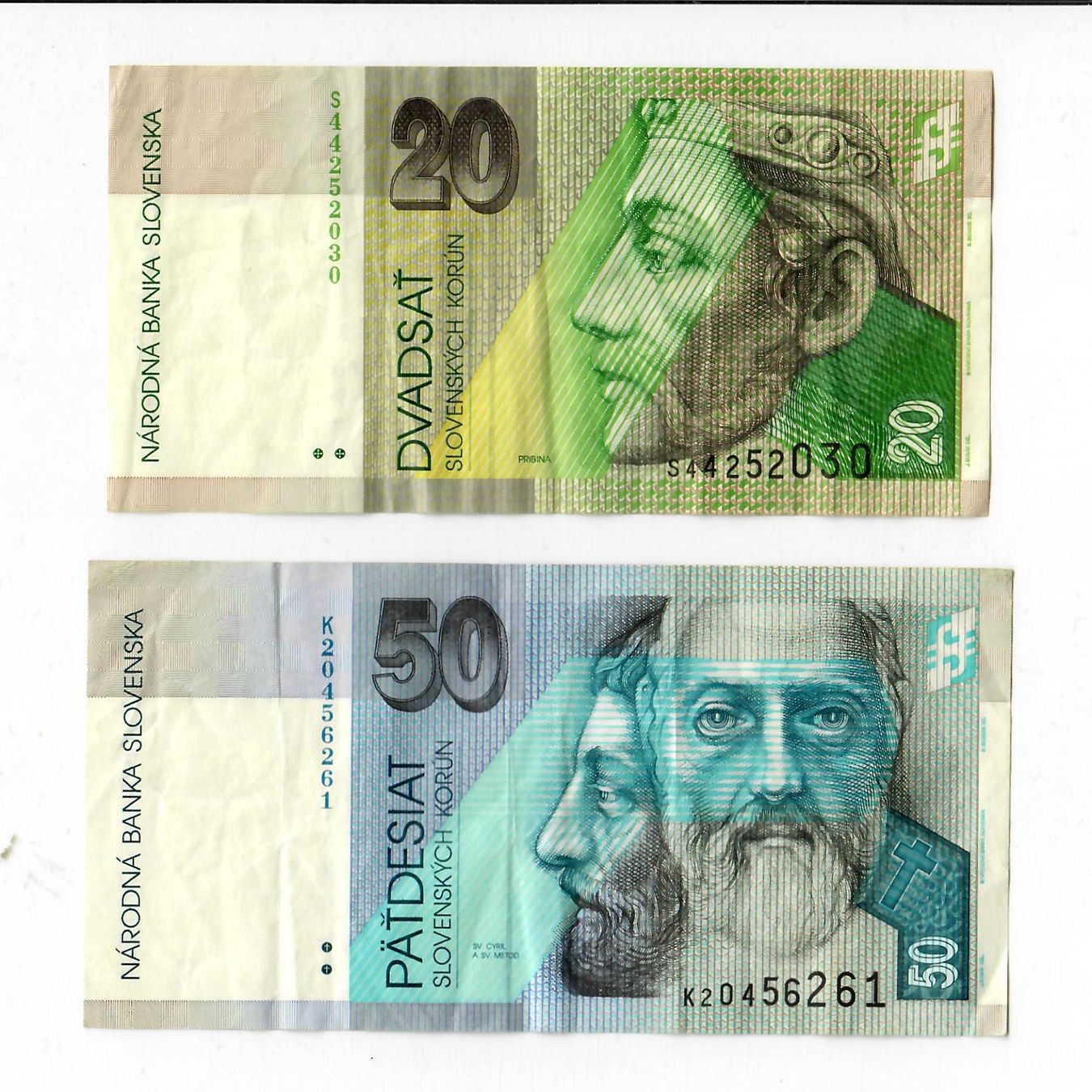 Banconote: Banknoten Slowakei, 20 + 50 Korun – Usato da Landquart venduto da balboajimmy