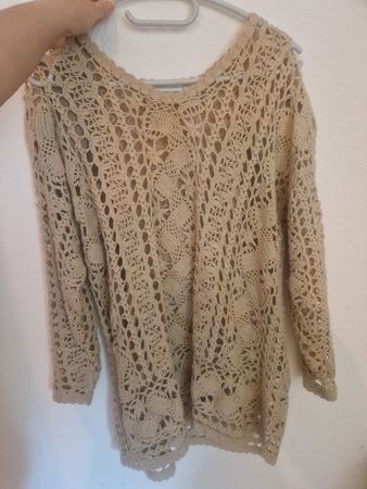Pull fait main d'été, beige, taille M, très léger ☀️