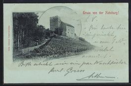 AK Habsburg, Ansicht mit Bäumen, 1899